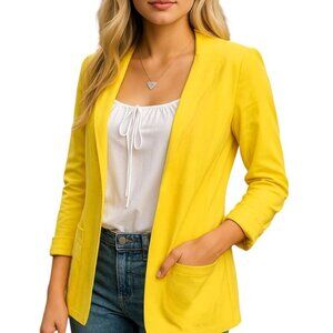 Isaac Mizrahi Yellow Small Essentials Pima Open Front Swing Hoodie